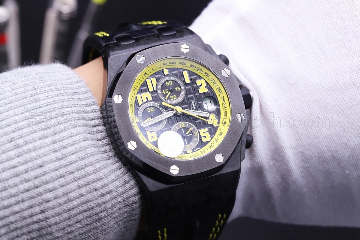 JF Audemars Piguet 26176FO Carbon Fiber 42mm Diameter 3126 Movement Replica Men's Watch Review Front View