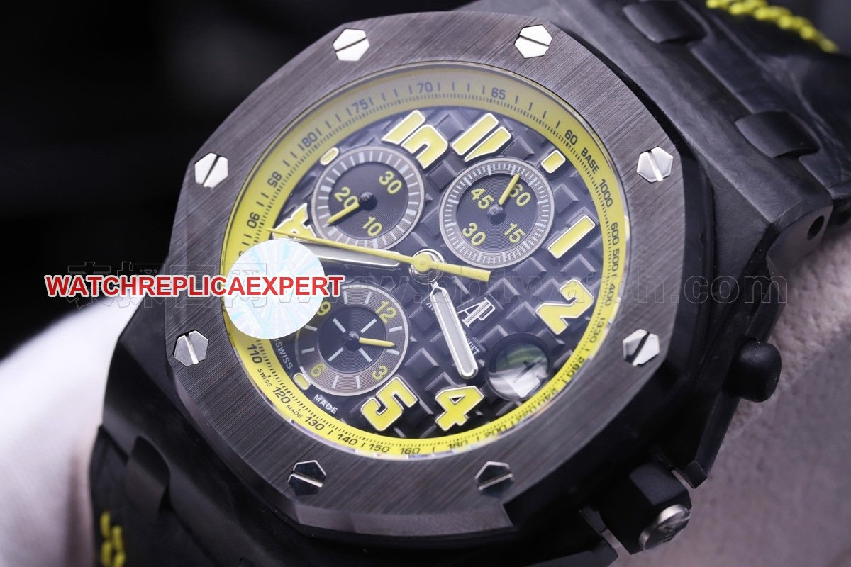 JF Audemars Piguet 26176FO Carbon Fiber 42mm Diameter 3126 Movement Replica Men's Watch Review Front View