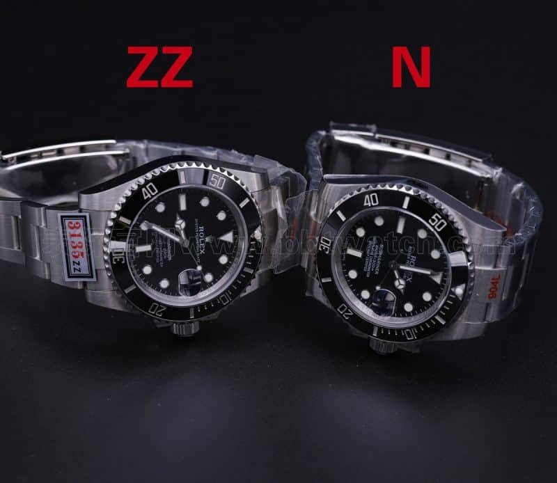 Rolex Black Submariner Replica Watch ZZ Factory vs N Factory V10S Comparison Review Front View