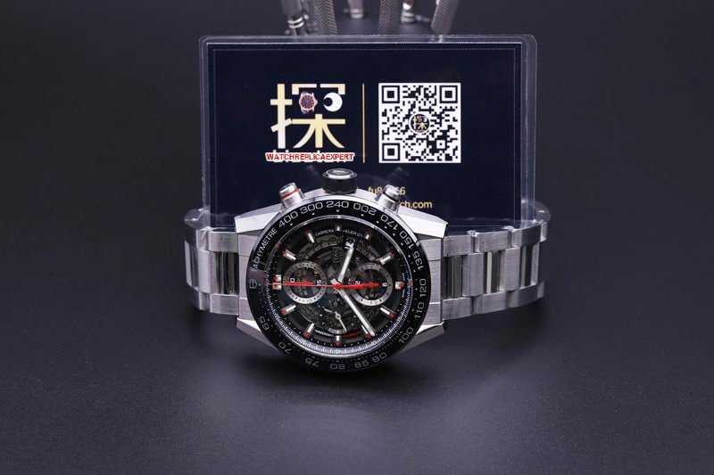xf factory TAG Heuer hollow Carrera racing hollow replica watch steel bracelet front view