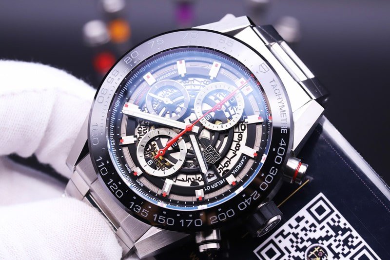 xf factory TAG Heuer hollow Carrera racing hollow replica watch steel bracelet front view