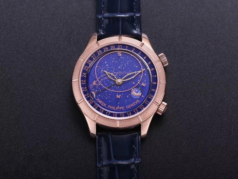 high-quality replicaPatek Philippe watch complex function starry sky series 5106R/5102/6104rose goldblue dial front view