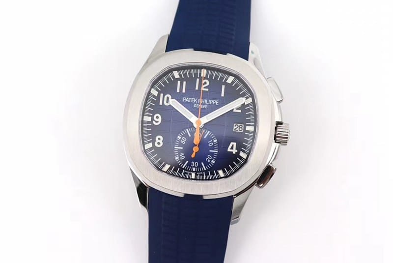 OM factory Patek Philippe men's AQUANAUT 1:1 super clone watch blue dial grenade blue rubber chronograph sapphire crystal high-grade replica — luxury replica watch guide | Watch Replica Expert