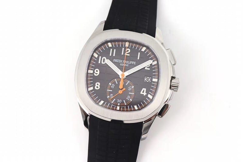 OM Factorytop-tierhigh-quality replicaPatek Philippe grenade chronograph watch new 5968A-001 integrated movement watch black rubber bracelet front view