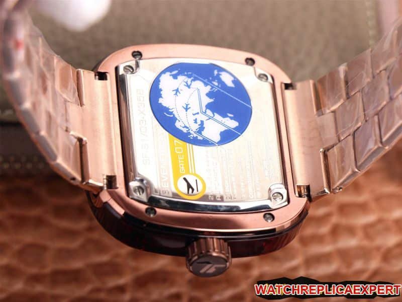 Seven day display five replica watch SEVENFRIDAY/automatic movementmen's watch Swiss steel bracelet large dialrose gold color back cover picture