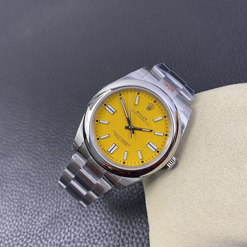 Rolex2020 new replica watch Oyster Perpetual yellow plate 3230movement front view