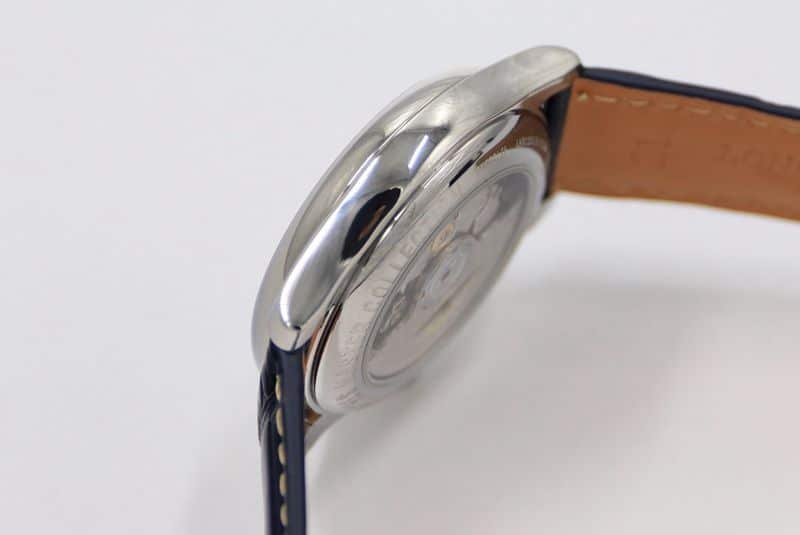 GS factory Longinesreplica watch master series moon phase watch blue dial diamond scale side view