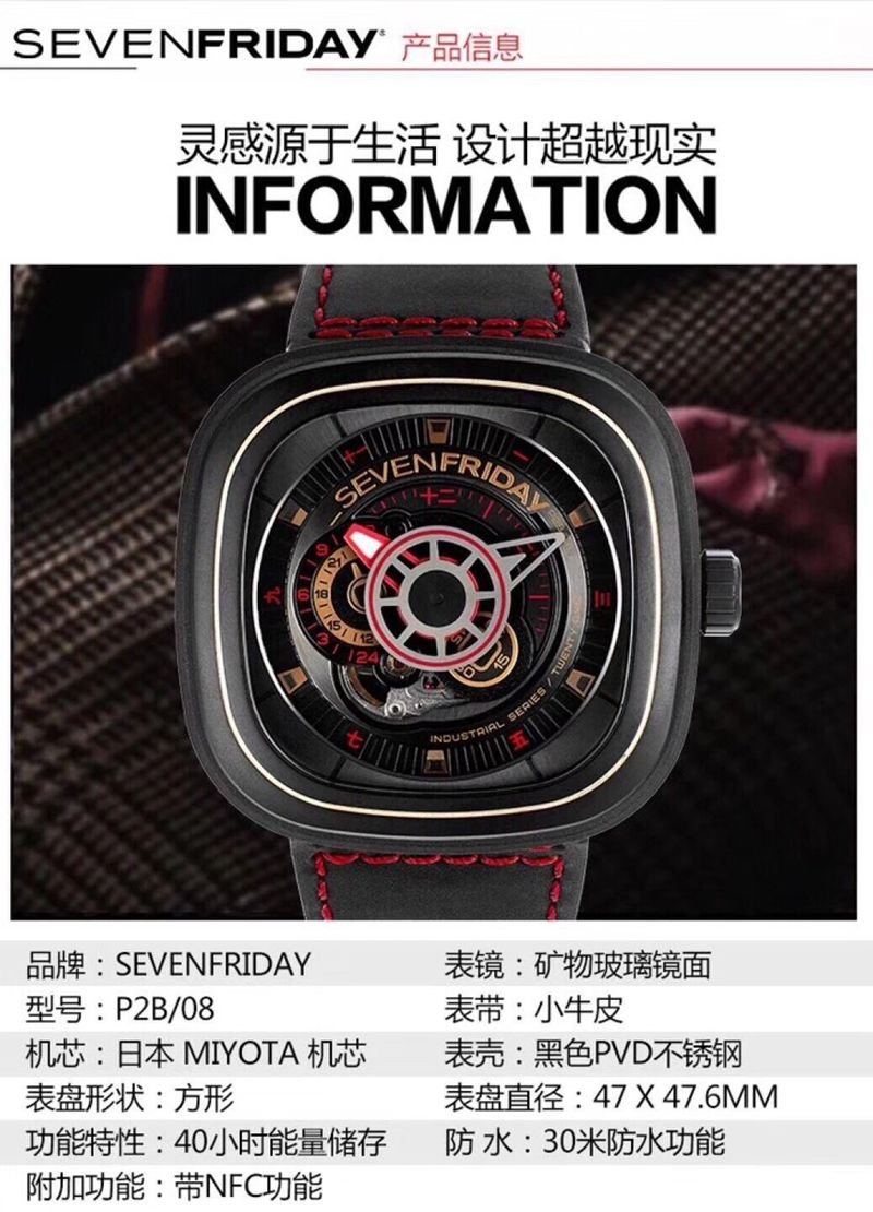 Seven day display five replica watch lucky money limited edition automatic movementmen's watch front view
