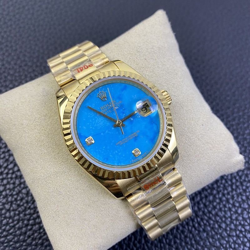 Rolex high-quality replica watch Day-Date type rare turquoise dial watch front view