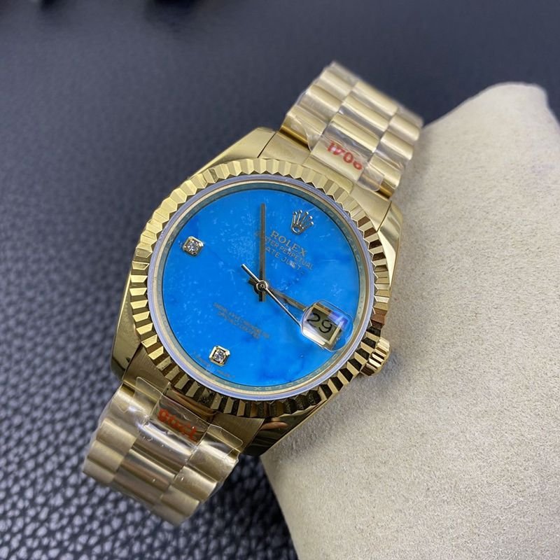 Rolex high-quality replica watch Day-Date type rare turquoise dial watch front view