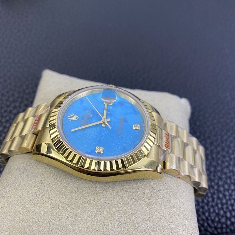 Rolex high-quality replica watch Day-Date type rare turquoise dial watch side view