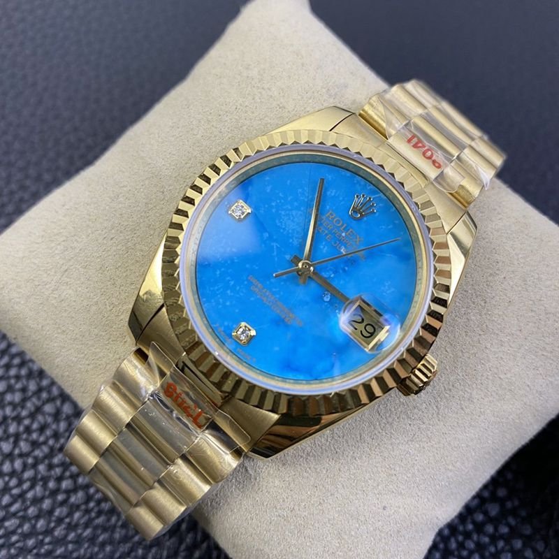 Rolex high-quality replica watch Day-Date type rare turquoise dial watch front view