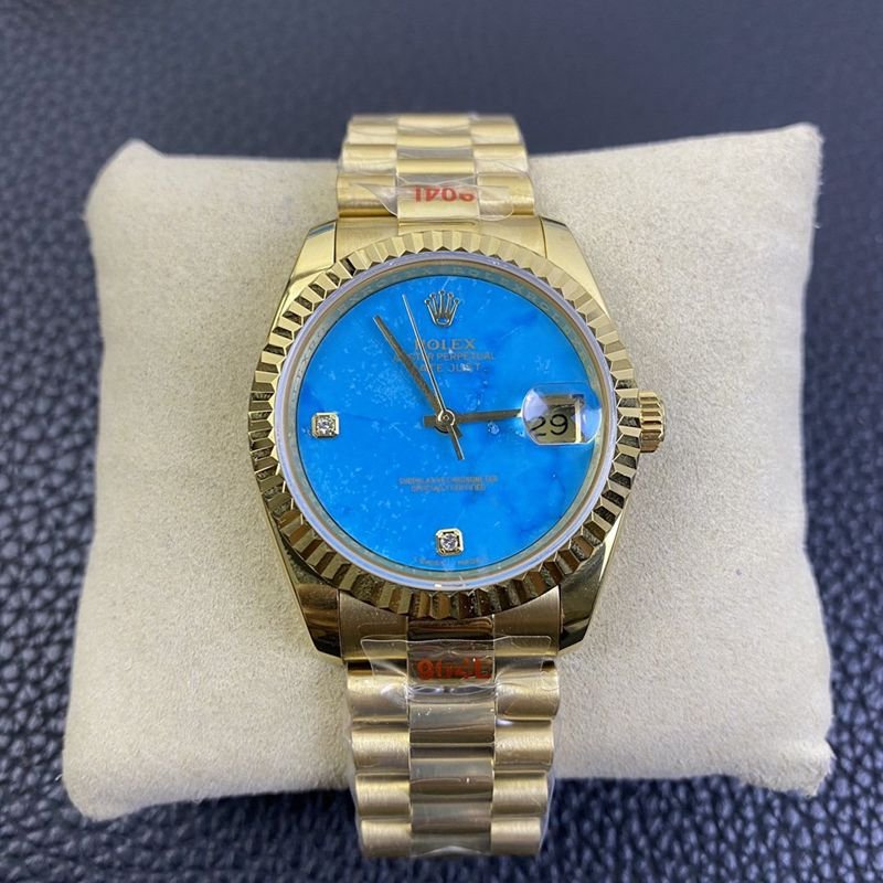 Rolex high-quality replica watch Day-Date type rare turquoise dial watch front view