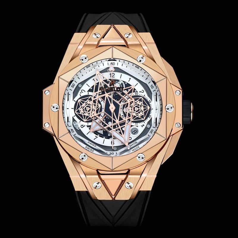 HublotHublothigh-quality replica watch new BigBangSangBleuII tattoo men's mechanical watch front view