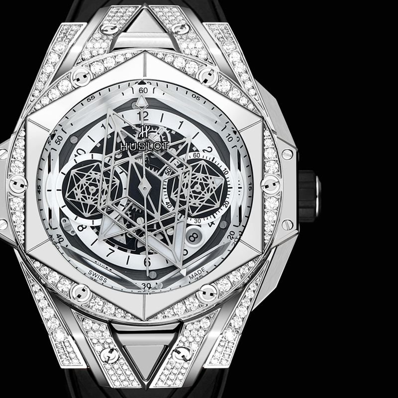 HublotHublotsuper clone watch new BigBangSangBleuII tattoo men's mechanical watch front view