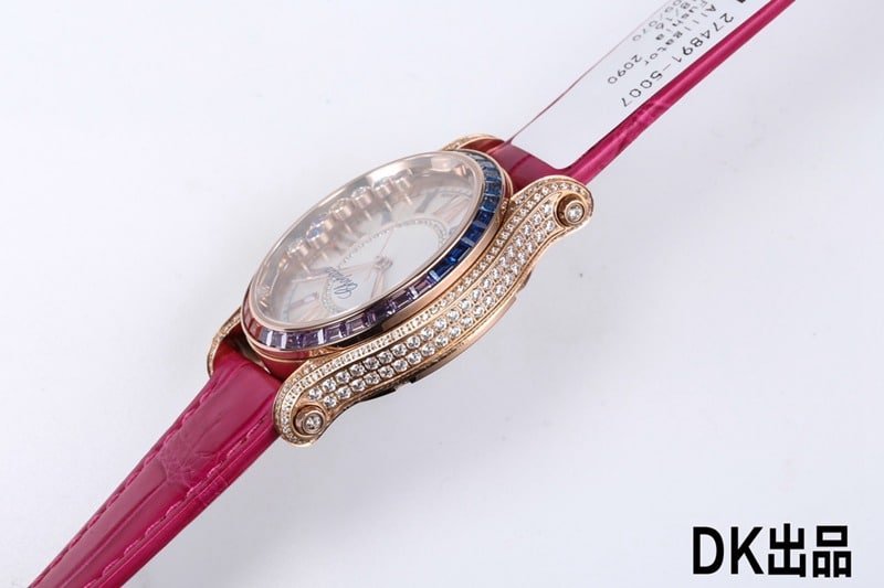 2021 latest ladies replica watch Chopard ultimate replica happy rainbow T diamond 274891-5007 side view