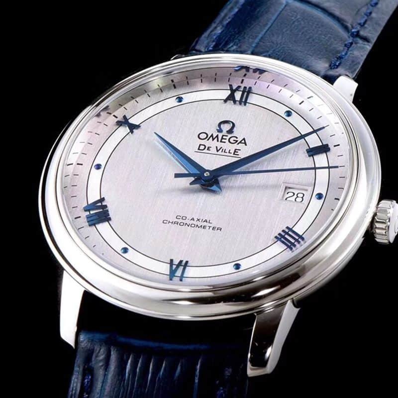 Omegareplica watch Defei Fu business series men's mechanical ultra-thin watch light gray track Defei front view