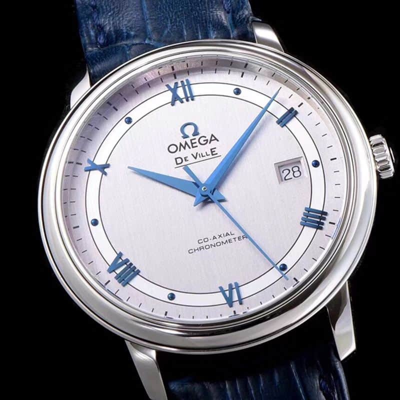 Omegareplica watch Defei Fu business series men's mechanical ultra-thin watch light gray track Defei front view