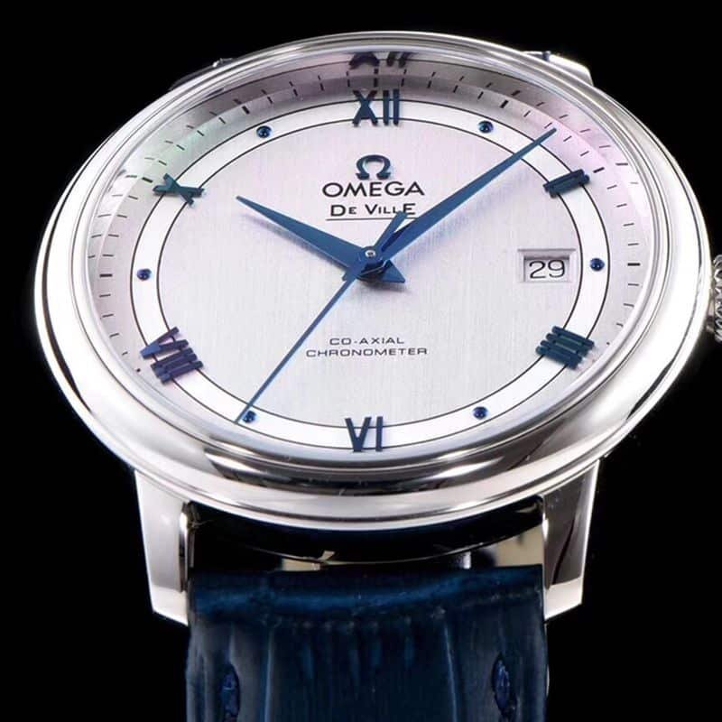 Omegareplica watch Defei Fu business series men's mechanical ultra-thin watch light gray track Defei front view