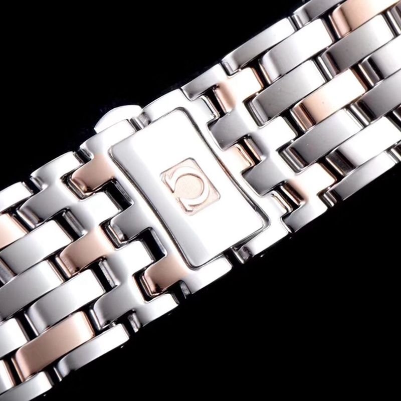 Fine imitation Omega watches Dafydd series men's mechanical ultra-thin watch between rose gold steel belt coffee face buckle Figure