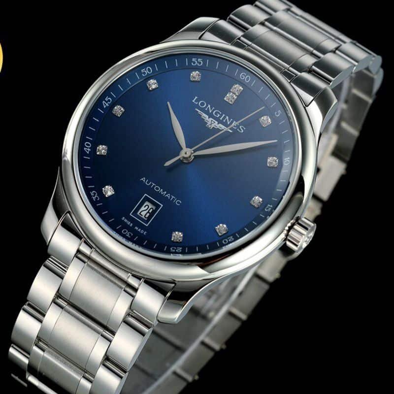 Longinestop-tiersuper clone watch master series men's mechanical blue watch front view
