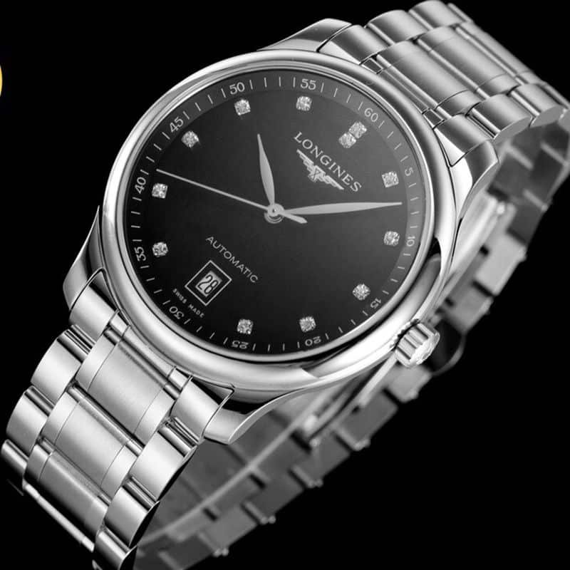 Longinestop-tier replica watch master series men's mechanical black watch front view