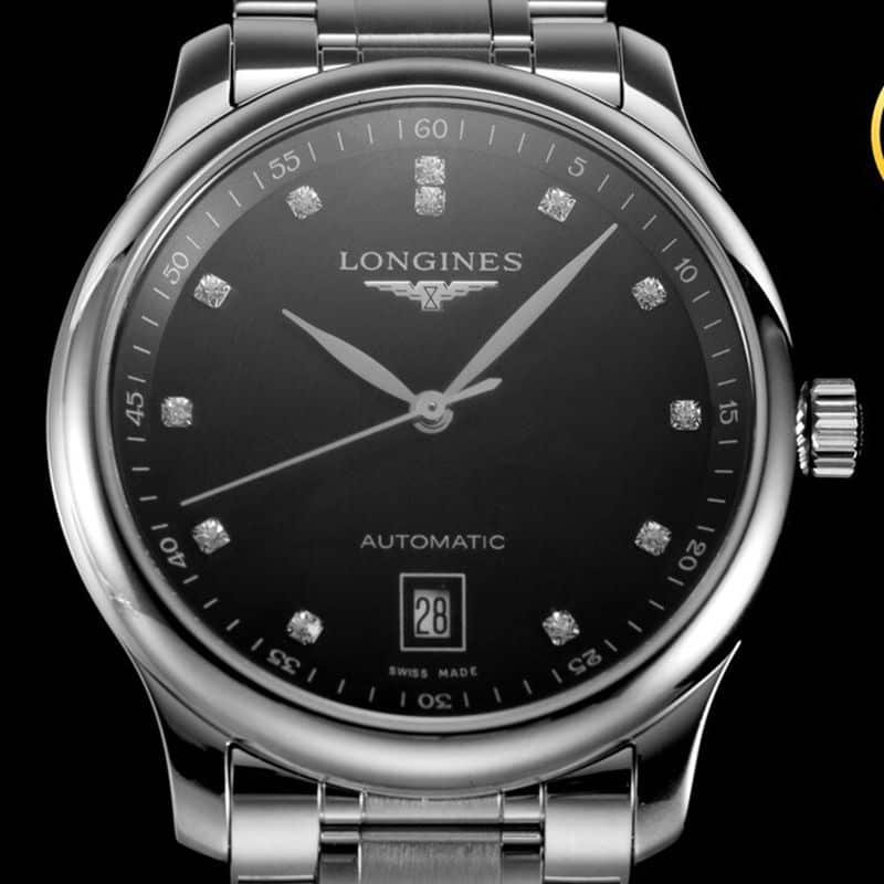 Longinestop-tier replica watch master series men's mechanical black watch front view