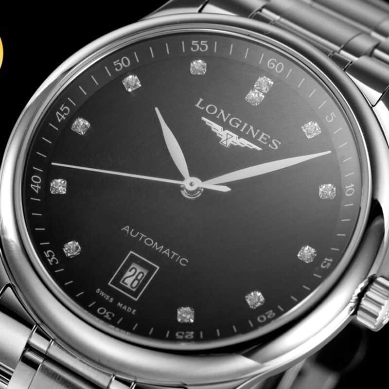 Longinestop-tier replica watch master series men's mechanical black watch front view