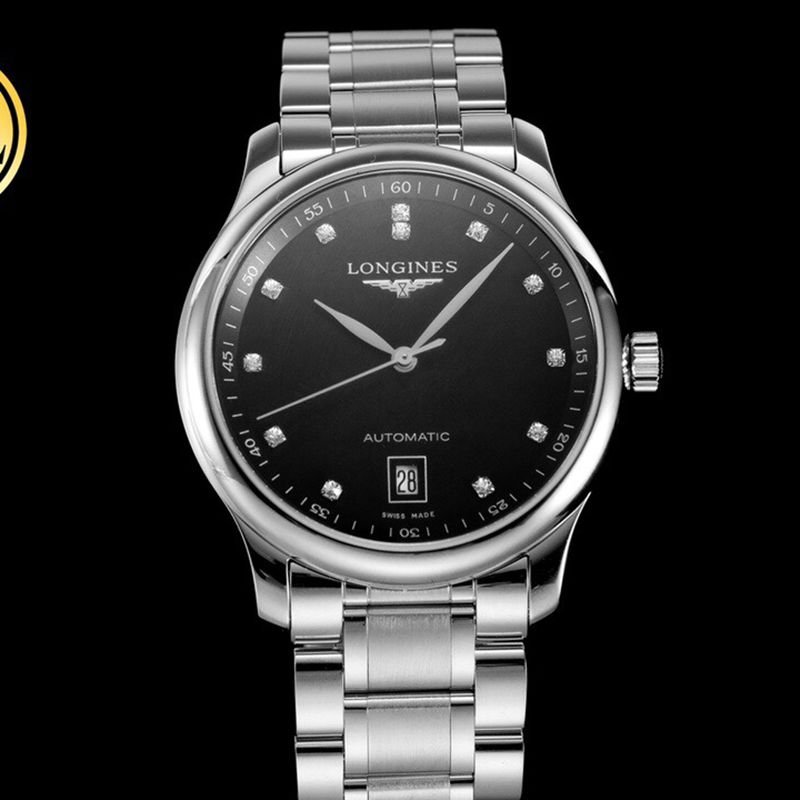 Longinestop-tier replica watch master series men's mechanical black watch front view