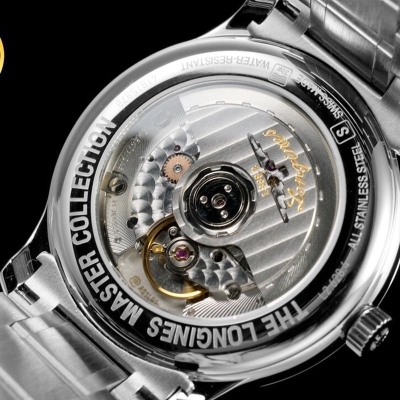 Longinestop-tier replica watch master series men's mechanical black watch movement picture