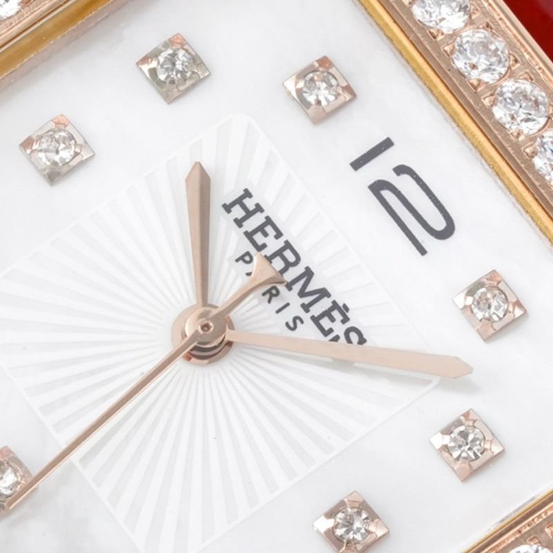 Hermès top-tier super clone watch HeureH three-hand series ladies quartzrose gold watch detail shots