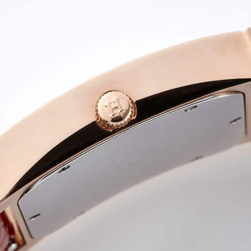 Hermès top-tier super clone watch HeureH three-hand series ladies quartzrose gold watch side view