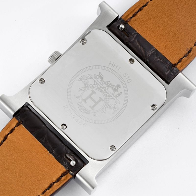 Hermès top-tier replica watch HeureH three-hand series ladies quartzleather strap casual watch back cover picture