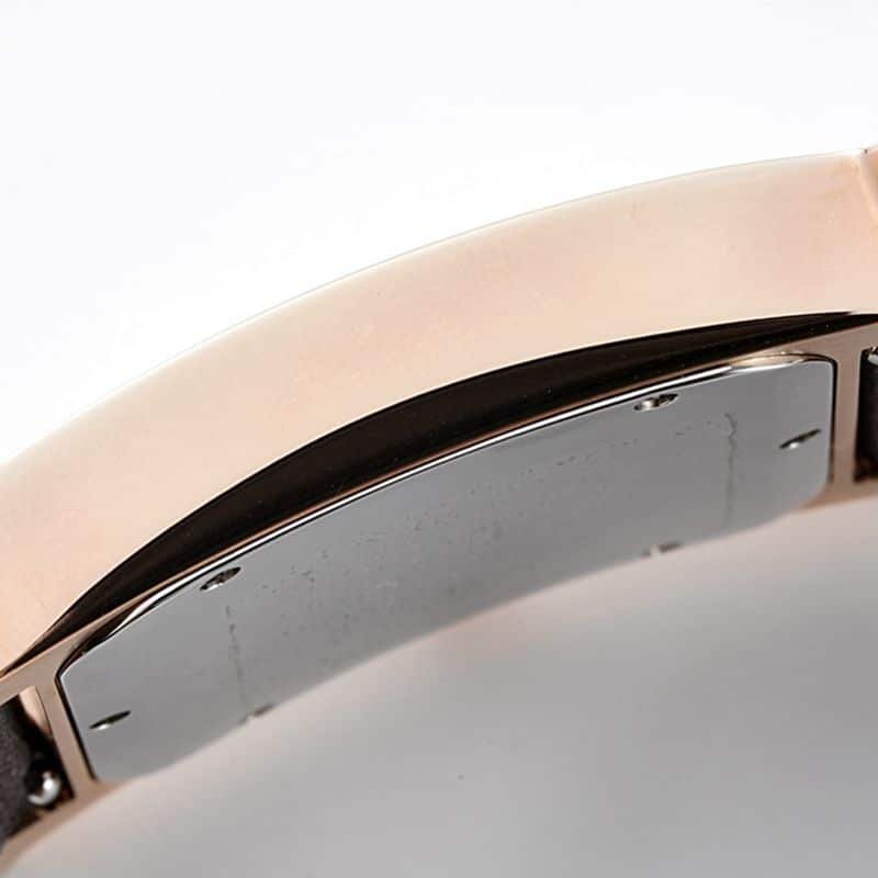 Hermès top-tierhigh-quality replica watch HeureH three-hand series ladies leather straprose goldwhite dial watch side view