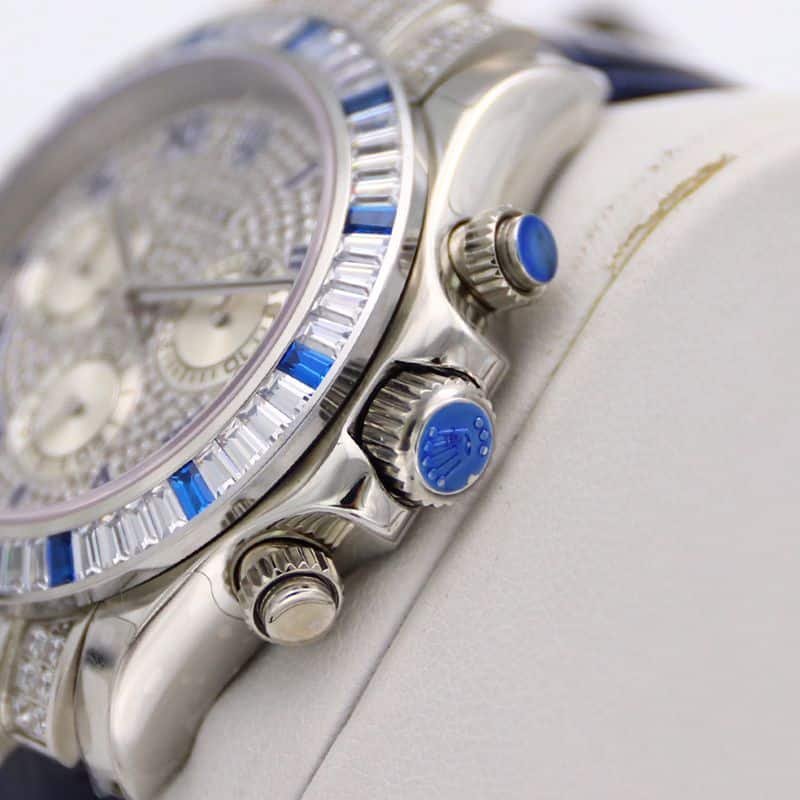 Rolextop-tiersuper clone watch Daytona series pavé 116599 starry blue diamond men's watch side view