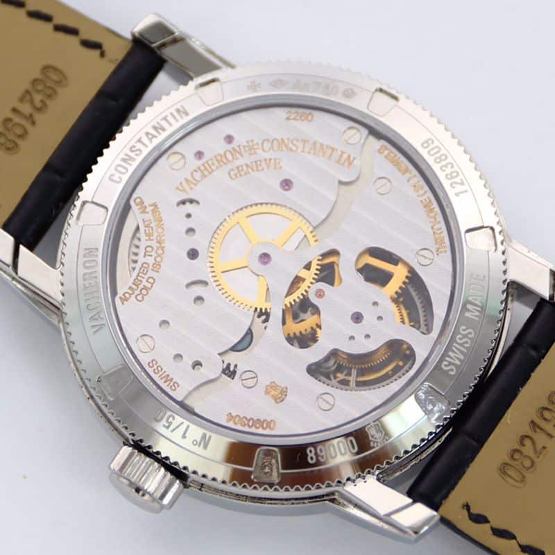 Vacheron Constantintop-tier replica watch Traditionnelle series tourbillonleather strapwhite dial men's watch movement picture