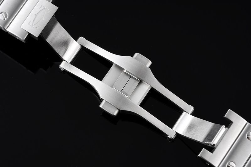 Cartiertop-tiersuper clone watch Santos series ladies steel braceletdiamondwhite dial watch clasp picture