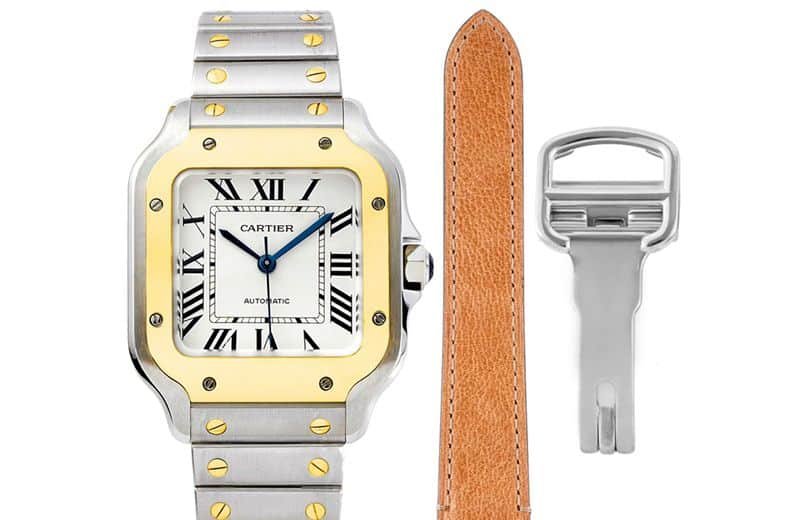 Reloj réplica premium Cartier Santos para mujer con pulsera de acero y esfera blanca en oro intermedio — luxury replica watch guide | Watch Replica Expert