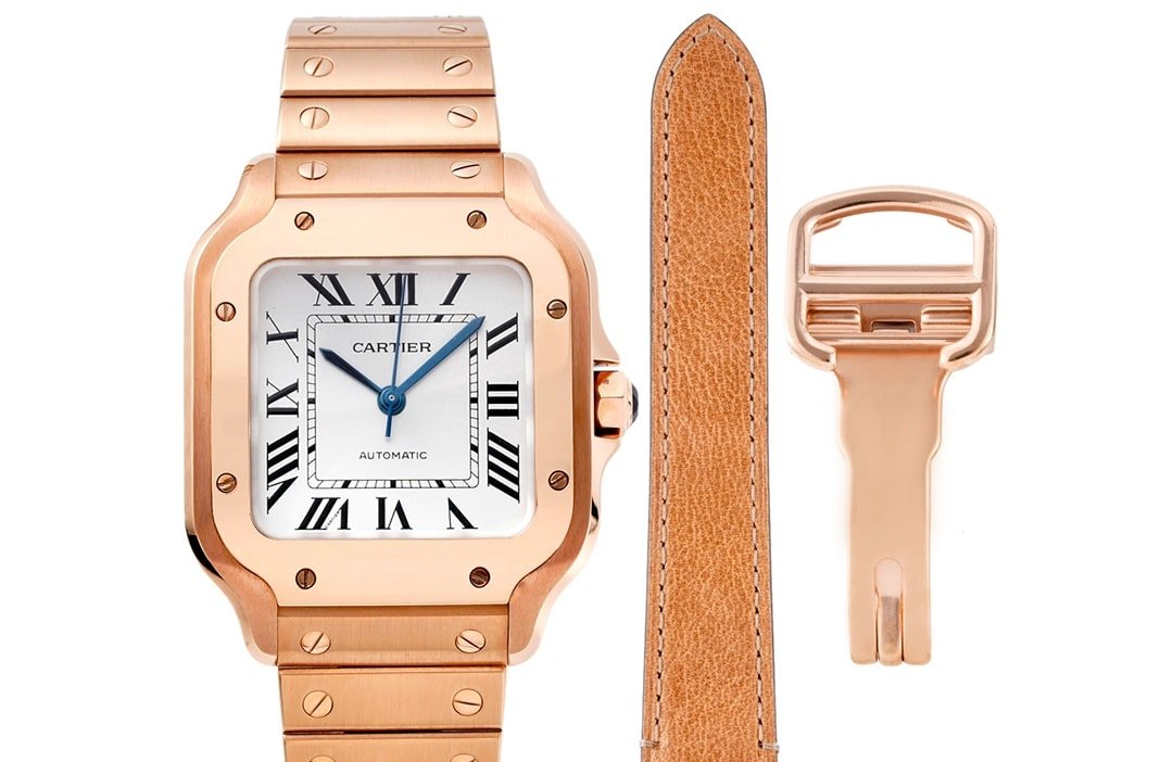 Cartier Cartier Santos Reloj de pulsera de acero inoxidable para mujer con esfera blanca Réplica de reloj en oro rosa — luxury replica watch guide | Watch Replica Expert