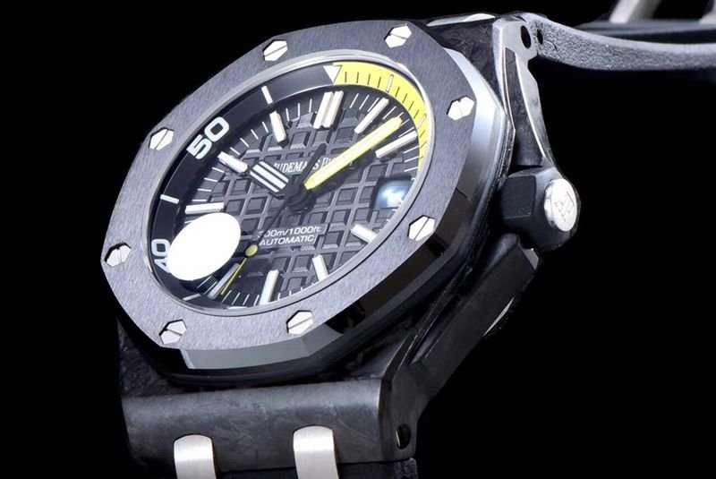 Audemars Piguet Top Replica Watches 15706 Series Men's Mechanical Watch with Ceramic Bezel and Black Plate Front View