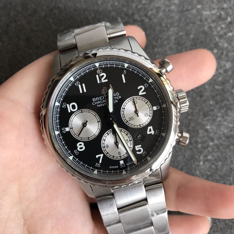 Relógio masculino Breitling Breitling Pilot 8 Series com pulseira de aço, movimento 7750, mostrador preto — detailed review and buying guide | Watch Replica Expert
