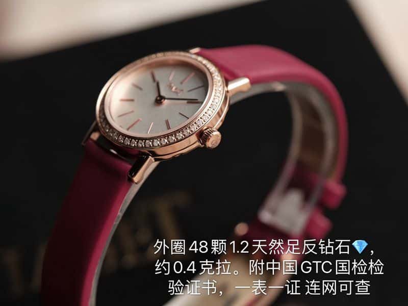 Piaget top-tiersuper clone watch ALTIPLANO series ladies diamondleather strapquartz casual watch side view