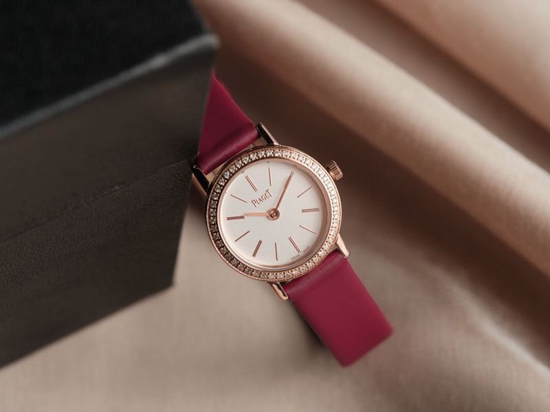 Piaget top-tiersuper clone watch ALTIPLANO series ladies diamondleather strapquartz casual watch front view