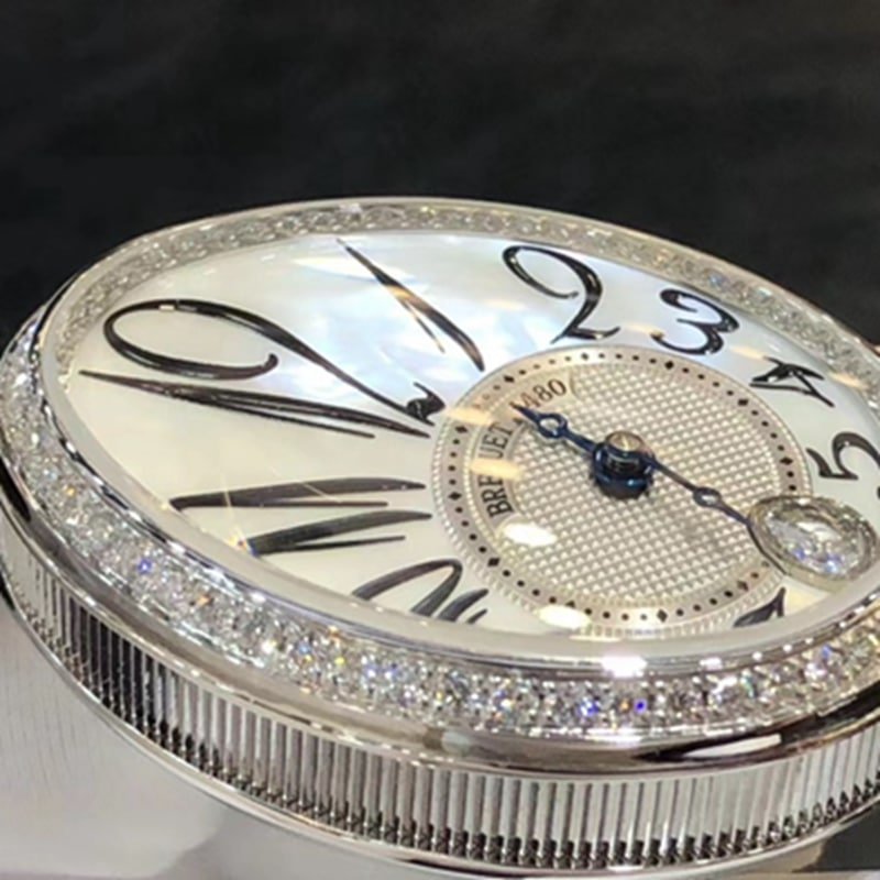 top-tier replica watch Breguet women's real diamond leather strap watch side view