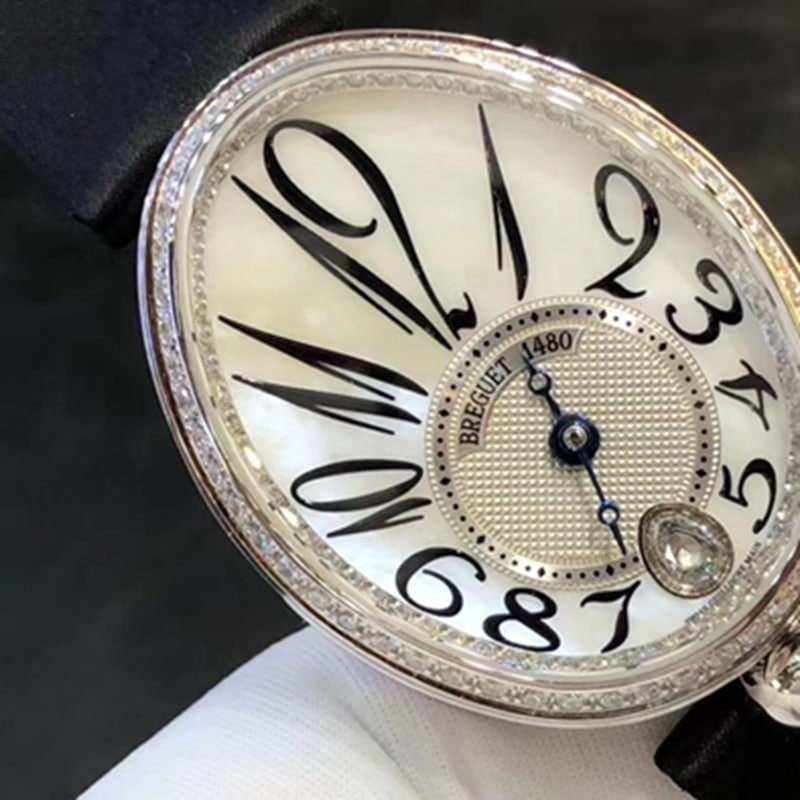 top-tier replica watch Breguet women's real diamond leather strap watch front view