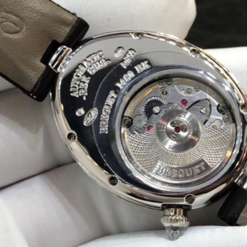 Top-tier replica watch Breguet women's real diamond leather strap watch movement picture
