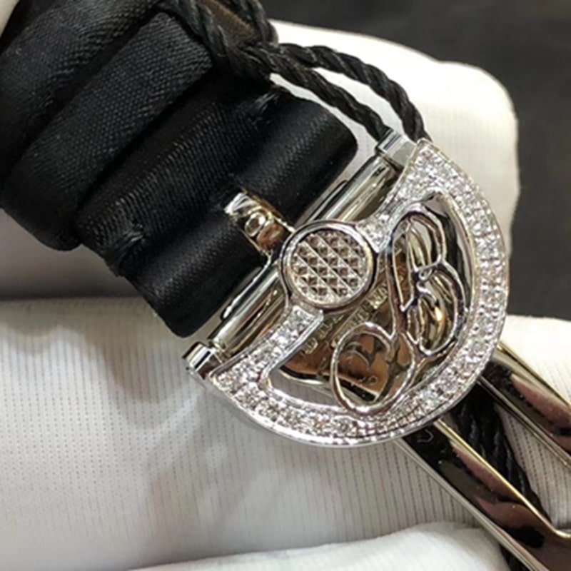 Top-tier replica watch Breguet women's real diamond leather strap watch clasp picture