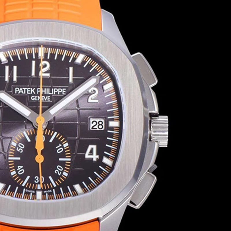 top-tier replica watch new Patek Philippe men's black dial fashion grenade chronograph watch detail shots
