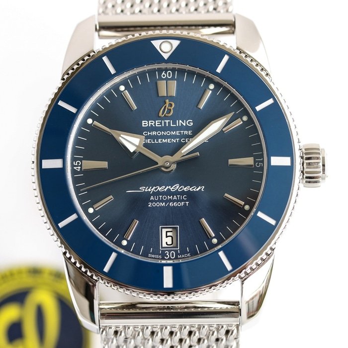 top-tier replica watch Breitling men's blue dial super ocean culture mechanical watch front view