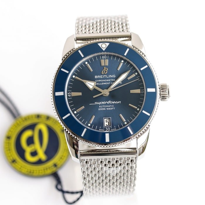 top-tier replica watch Breitling men's blue dial super ocean culture mechanical watch front view